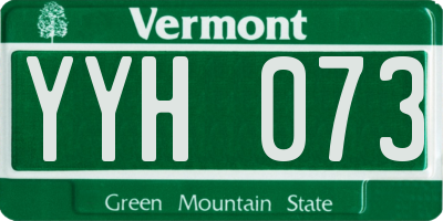 VT license plate YYH073