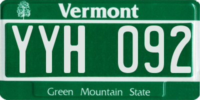 VT license plate YYH092