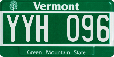 VT license plate YYH096