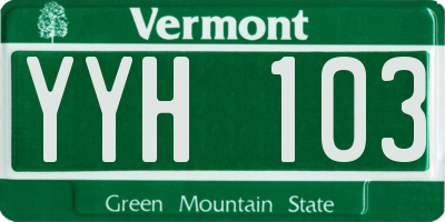 VT license plate YYH103