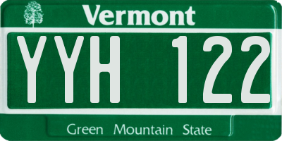 VT license plate YYH122