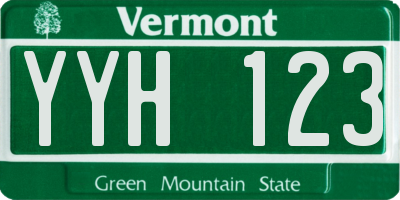VT license plate YYH123