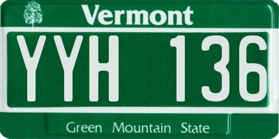 VT license plate YYH136