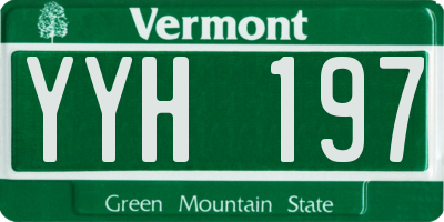 VT license plate YYH197
