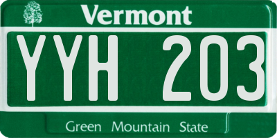 VT license plate YYH203