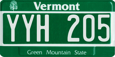 VT license plate YYH205