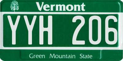 VT license plate YYH206