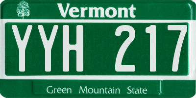 VT license plate YYH217