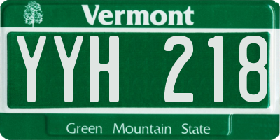 VT license plate YYH218