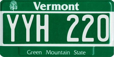 VT license plate YYH220