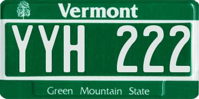 VT license plate YYH222