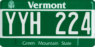 VT license plate YYH224