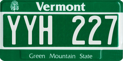 VT license plate YYH227