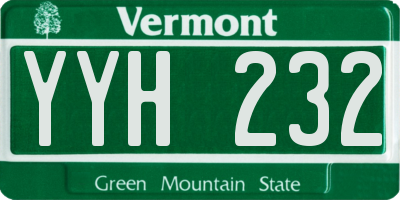 VT license plate YYH232