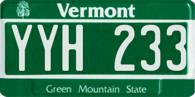 VT license plate YYH233