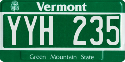 VT license plate YYH235