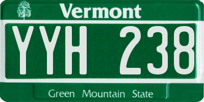 VT license plate YYH238