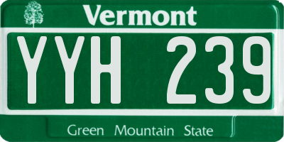 VT license plate YYH239