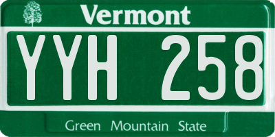 VT license plate YYH258