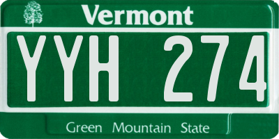 VT license plate YYH274
