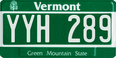VT license plate YYH289