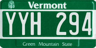 VT license plate YYH294