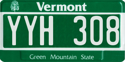 VT license plate YYH308