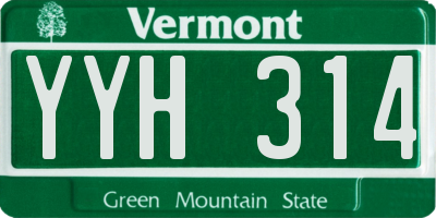 VT license plate YYH314