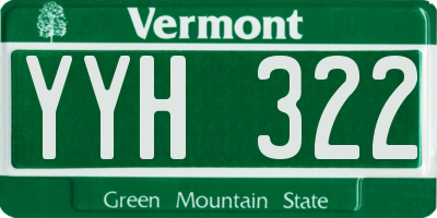 VT license plate YYH322