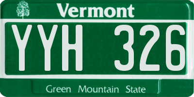 VT license plate YYH326