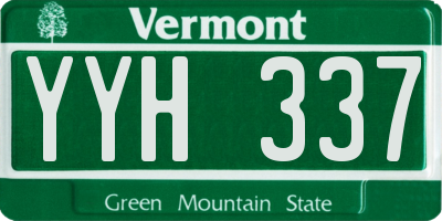 VT license plate YYH337