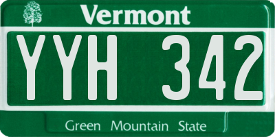 VT license plate YYH342