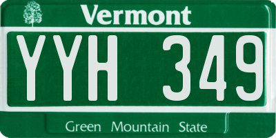 VT license plate YYH349