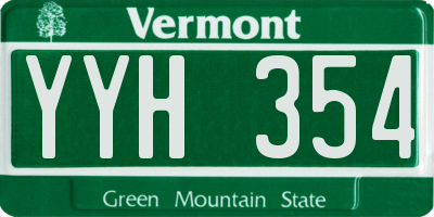 VT license plate YYH354