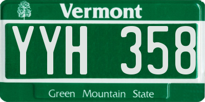 VT license plate YYH358