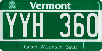VT license plate YYH360