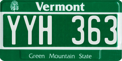 VT license plate YYH363