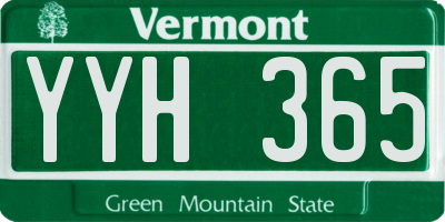 VT license plate YYH365