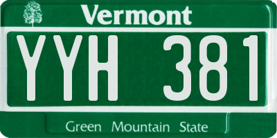 VT license plate YYH381