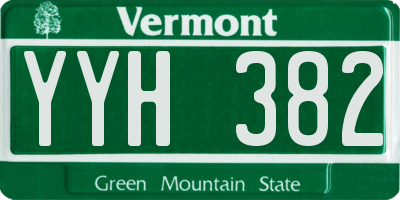 VT license plate YYH382