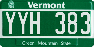 VT license plate YYH383