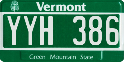 VT license plate YYH386