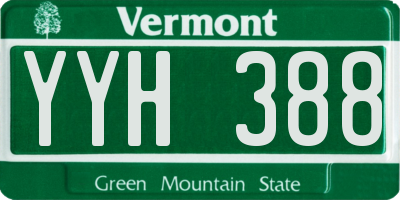 VT license plate YYH388