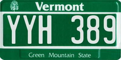 VT license plate YYH389