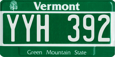VT license plate YYH392