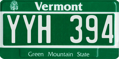 VT license plate YYH394