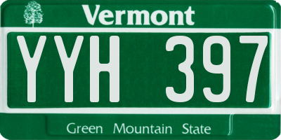 VT license plate YYH397