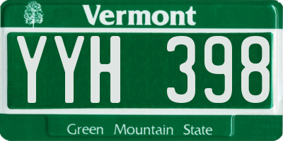 VT license plate YYH398