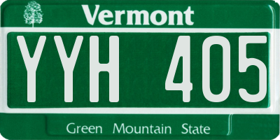 VT license plate YYH405