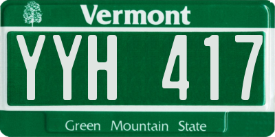 VT license plate YYH417